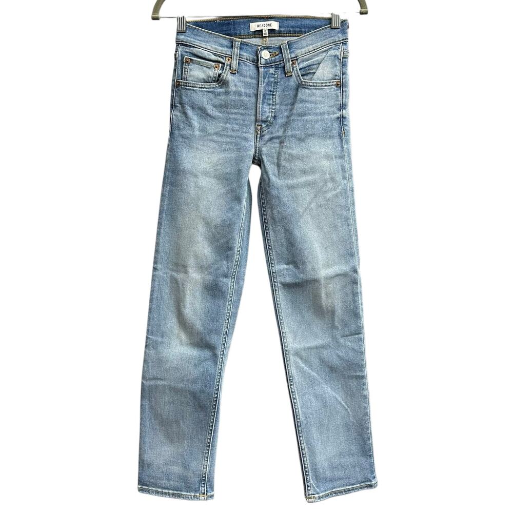 RE/DONE 24 Mid Rise Stove Pipe Jeans Light Wash Premium Casual Denim in Hacienda